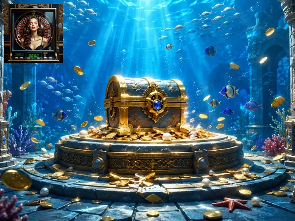 Tampilan permainan Gold Toad Fishing dengan tema bawah laut